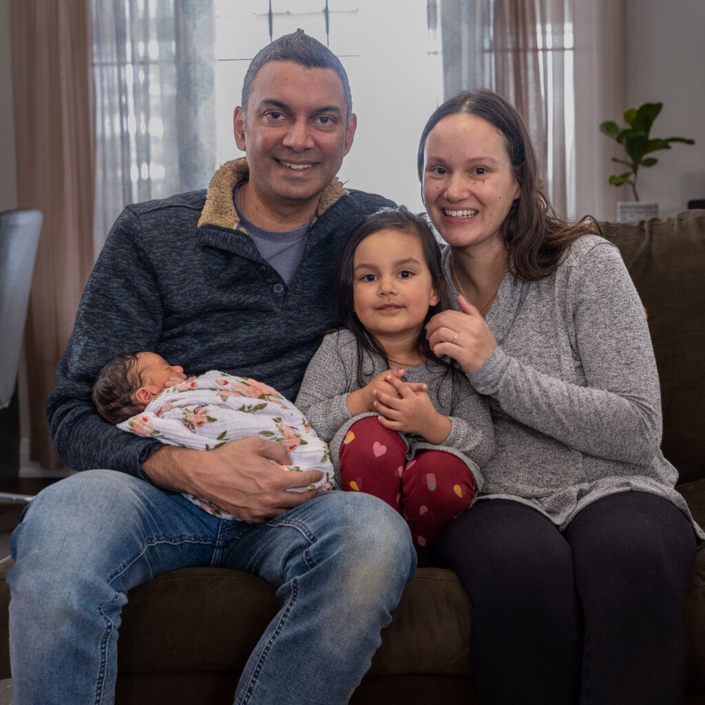 2024-04 Family Portraits, Adult, Baby, Eyes Open, Female, Frontal Face, Group, High Contrast, Male, People, Person, Projects, Rodrigues Celena, Rodrigues Jeff, Rodrigues Vienna, Smile, Three Faces, Unsaturated