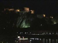 Night-time view of castle across the River from our hotel