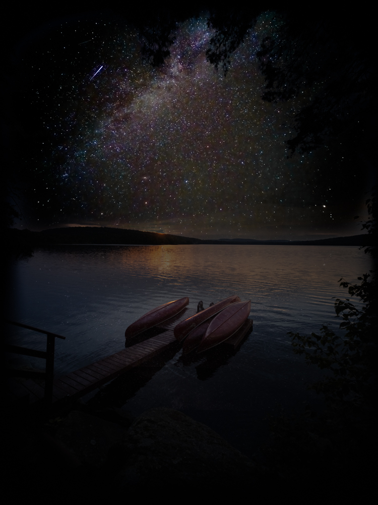 2024-08 Summer Days-Nights, 2024-09 Killarney Lodge - Algonquin Park, Boat, Canoe, Dark, Lake, Nature, Night Sky, Project-codes, Projects, Sky, Sunset, Travel, Unsaturated, Vehicle, Waters