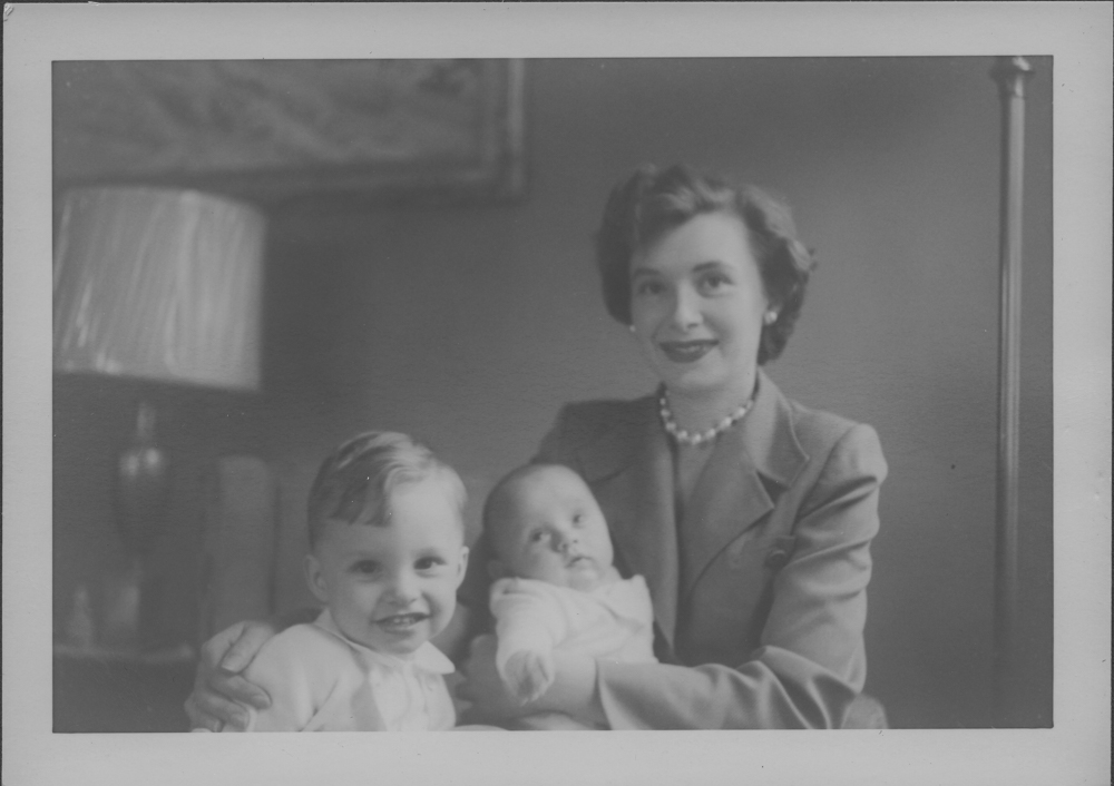 1950s, Adult, Baby, Child, Eyes Open, Female, Frontal Face, Group, Hertha Gertrude (Gruenwald), Hertha William II, Hertha-Mother-Dad Photo Album, Male, People, Person, Photo Albums-Collections, Smile, Time, Years